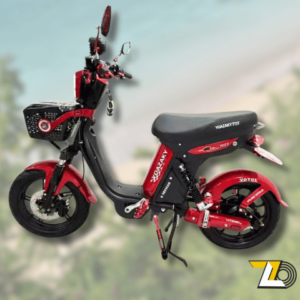 Bicimoto Eléctrica Yoazaki con canasta, porta chapa LED y cascos de regalo.