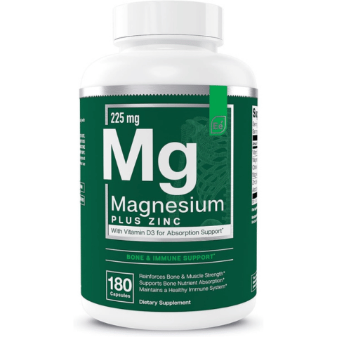 Suplemento de Magnesio, Zinc y Vitamina D3 de 225mg