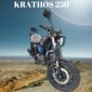 Moto Krathos 250 - Motor monocilíndrico 4 tiempos, 250cc, suspensión telescópica, frenos de disco CBS, diseño moderno y compacto.