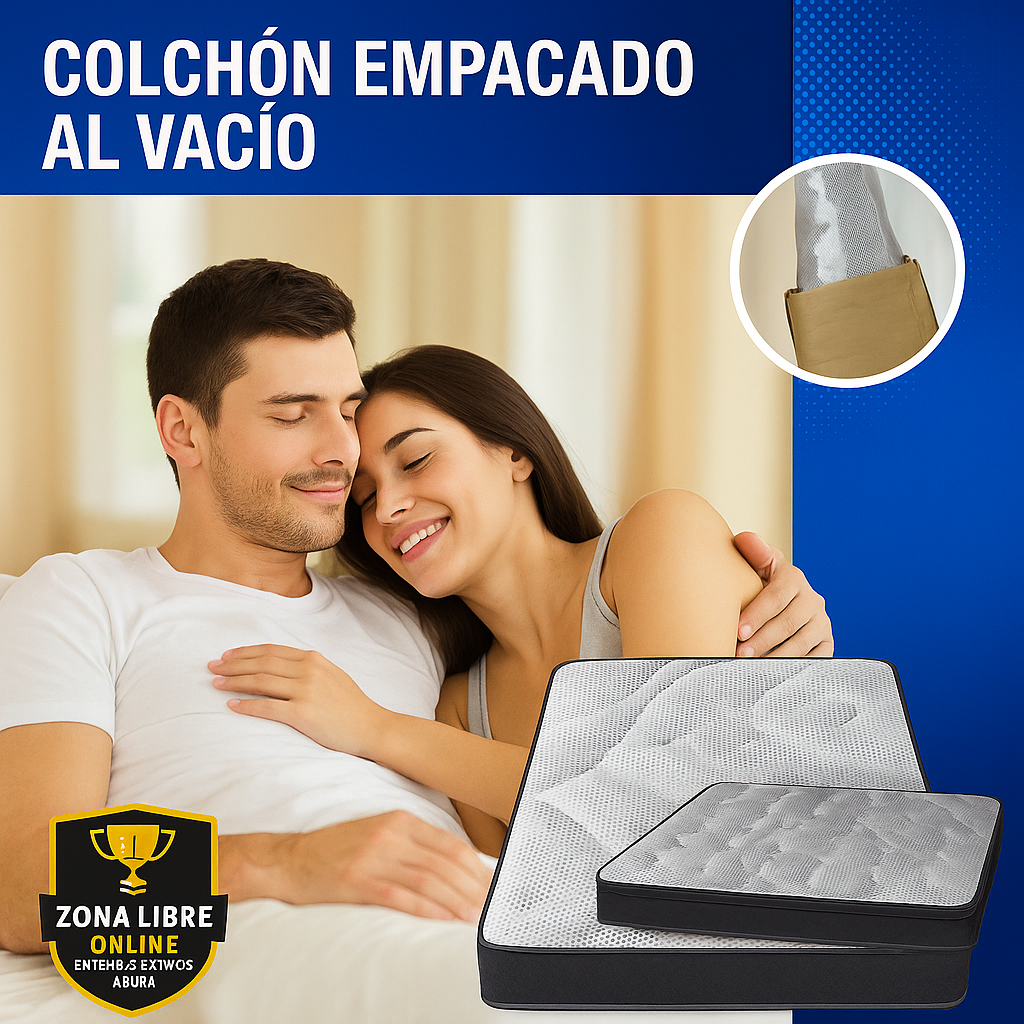 Colchón matrimonial Sirena de color gris sobre base de cama