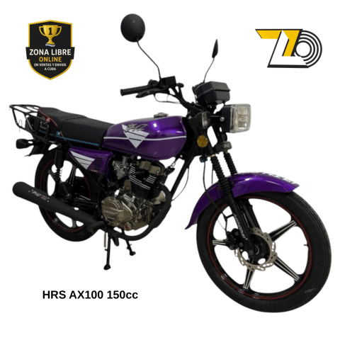 Moto HRS AX100 150cc de gasolina con diseño resistente, bajo consumo de combustible y excelente rendimiento, disponible en Panamá con envíos seguros a Cuba.