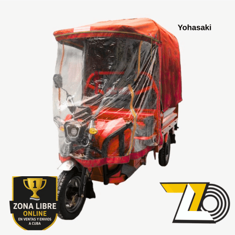 Triciclo eléctrico Yohazaki 2000W 72V 58Ah para transporte de carga en Cuba