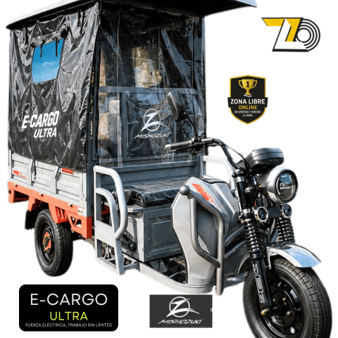 Triciclo Eléctrico Mishozuki E-Cargo 8000W potente y eficaz con batería de gel 72V 60Ah y capacidad de carga de 500 kg